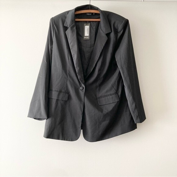 NWT Nasty Gal Love Suits You Oversized Tailored Blazer in Black Size 10 - Picture 1 of 8